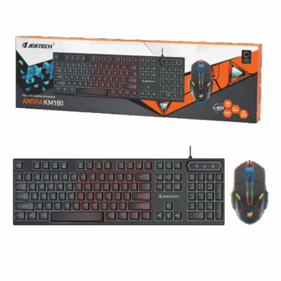 Jertech Keyboard Mouse Combo KM180 EN/AR Wired Black