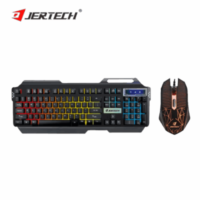 Jertech Keyboard Mouse Combo KM950 EN/AR Wired Gaming Mechanical RGB Black